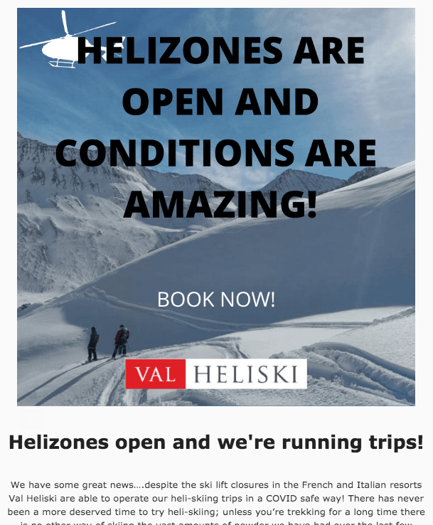 Val Heliski Email Marketing System