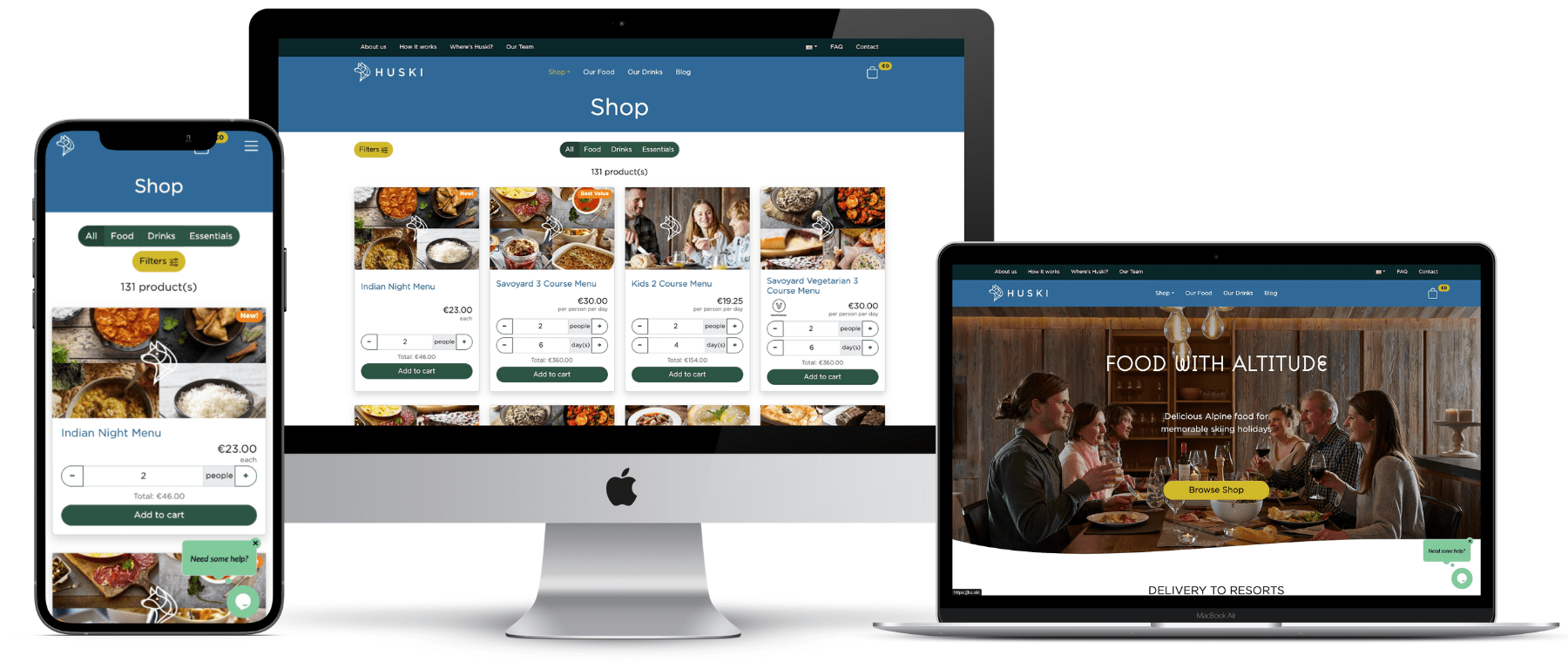 Huski Food Delivery – Custom Ecommerce Website